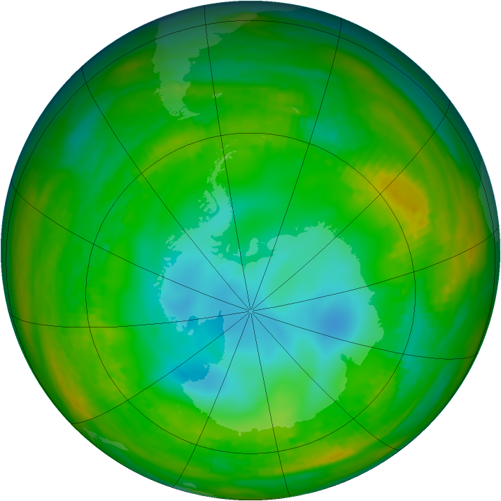 Antarctic ozone map for 20 July 1981